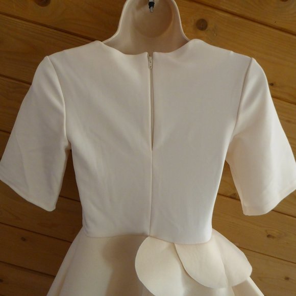 ASOS Cream Beige Structured Short Sleeve Peplum Tunic Ruffled Top NEW Size 0 - Picture 7 of 11